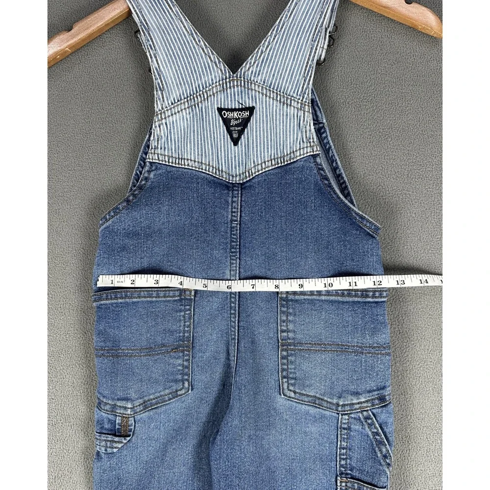OshKosh Bgosh Denim Overalls Kids 4T Blue Hickory Stripe Bib Carpenter Dungarees